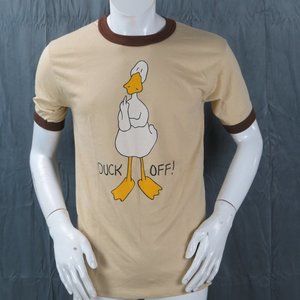 Vintage Graphic T-Shirt - Duck Off Middle Finger- Men's Large